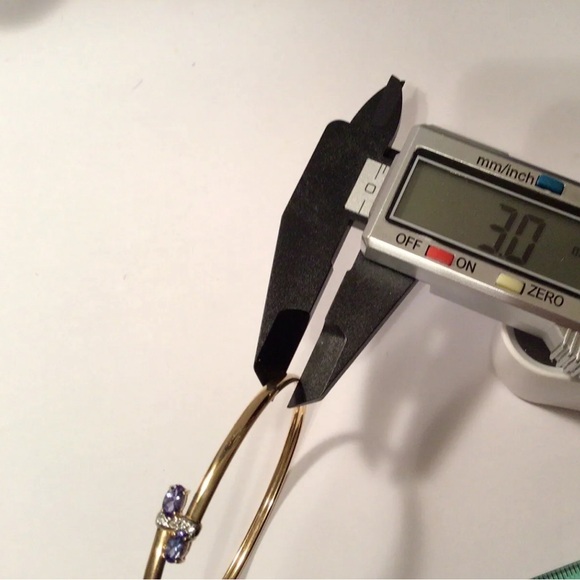 14K Iolite Diamond Bypass Bangle Bracelet - Picture 6 of 11